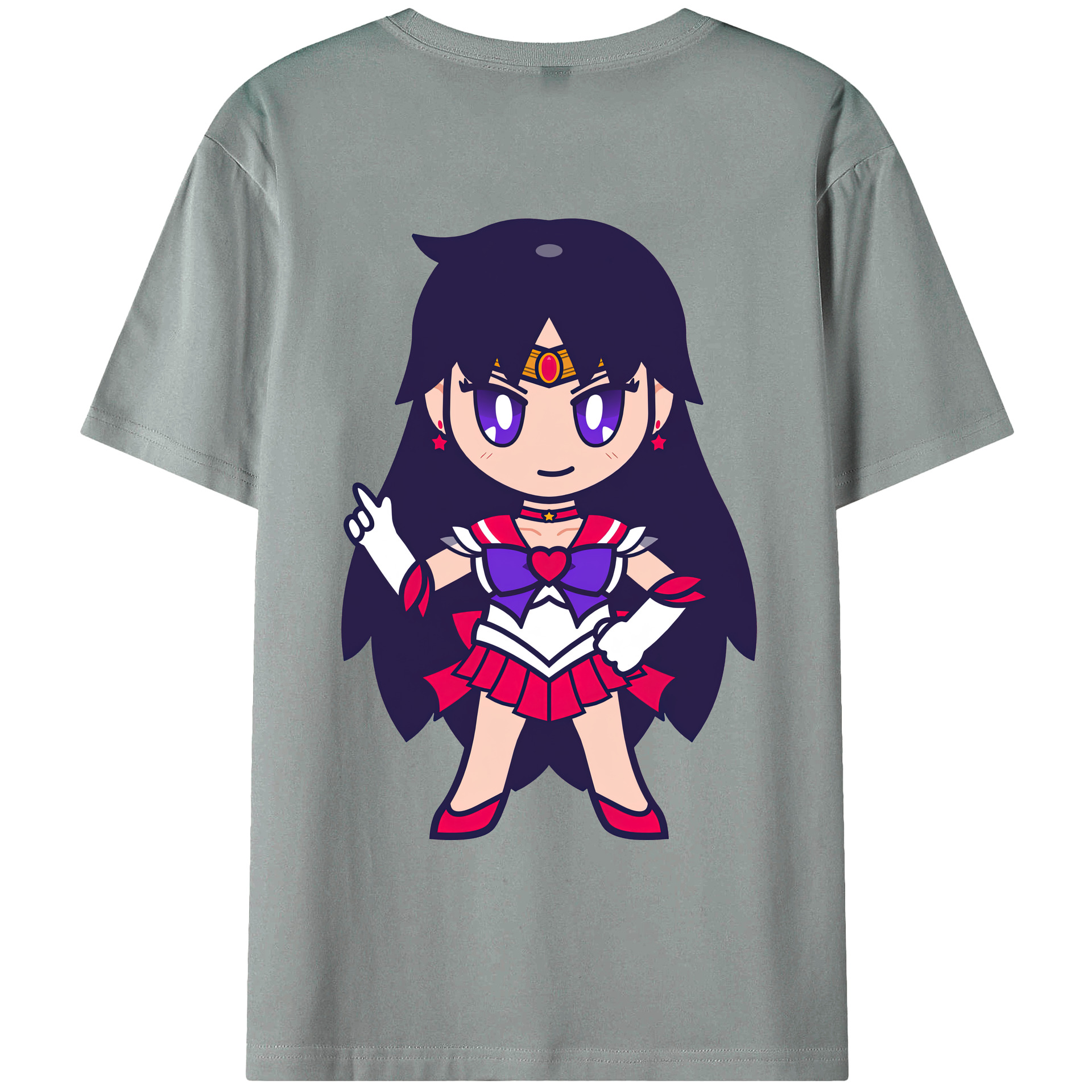 （画像用） 美少女戦士セーラームーン 火野レイ ひの レイ Sailor Moon Hino Rei （セーラーマーズ,Sailor Mars） 綿100％ メンズ半袖Tシャツ（バックプリント） 通気性
